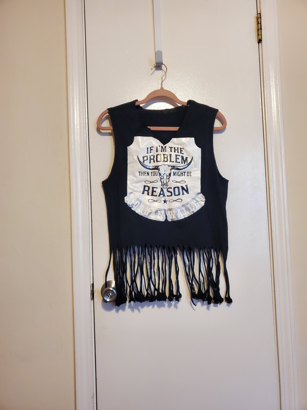 Black Fringe Graphic Tank Top - 'If I'm the Problem'